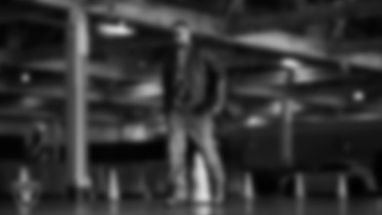 Las Vegas Raiders linebacker Jamal Adams (33) arrives to the regular season home game against the Chicago Bears at Allegiant Stadium.