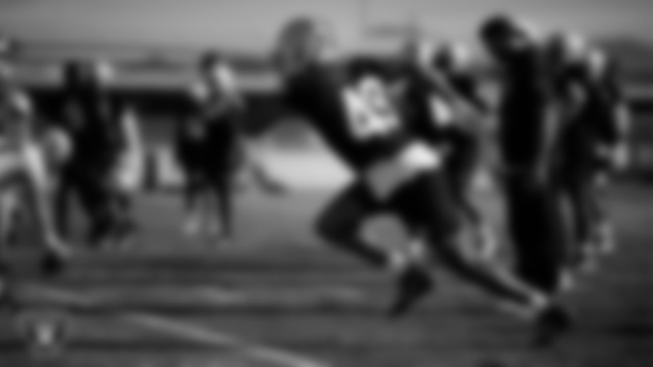 Las Vegas Raiders defensive end Charles Snowden (49) during practice at Intermountain Health Performance Center.