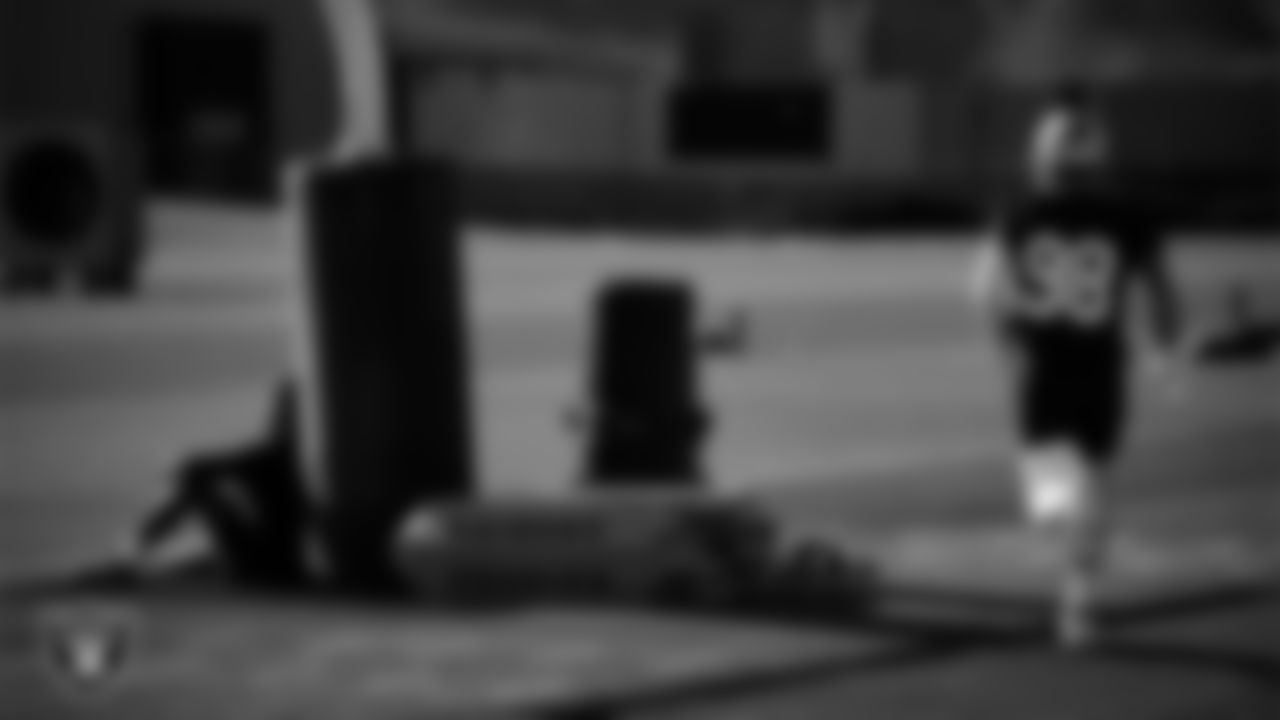 Las Vegas Raiders defensive end Maxx Crosby (98) during practice at Intermountain Health Performance Center.