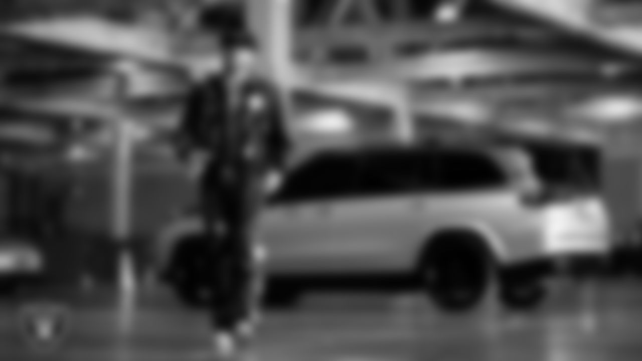 Las Vegas Raiders defensive end Maxx Crosby (98) arrives to the regular season home game against the Jacksonville Jaguars at Allegiant Stadium.