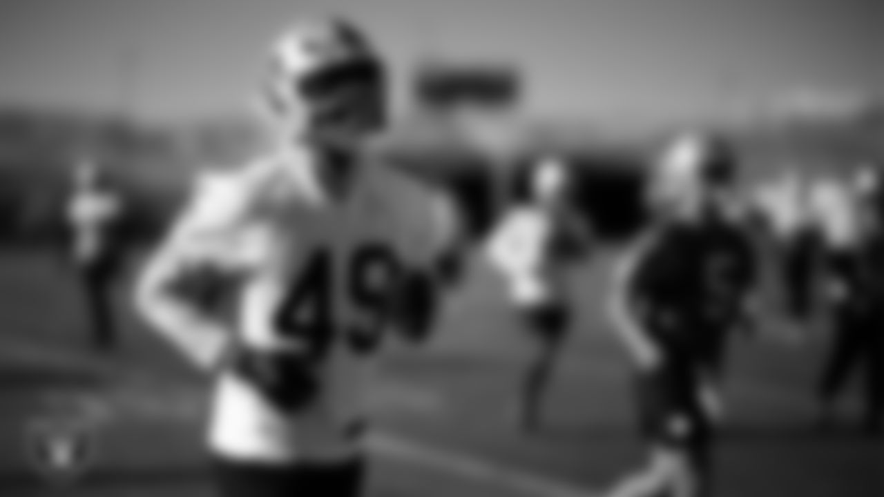 Las Vegas Raiders defensive end Charles Snowden (49) during practice at Intermountain Health Performance Center.