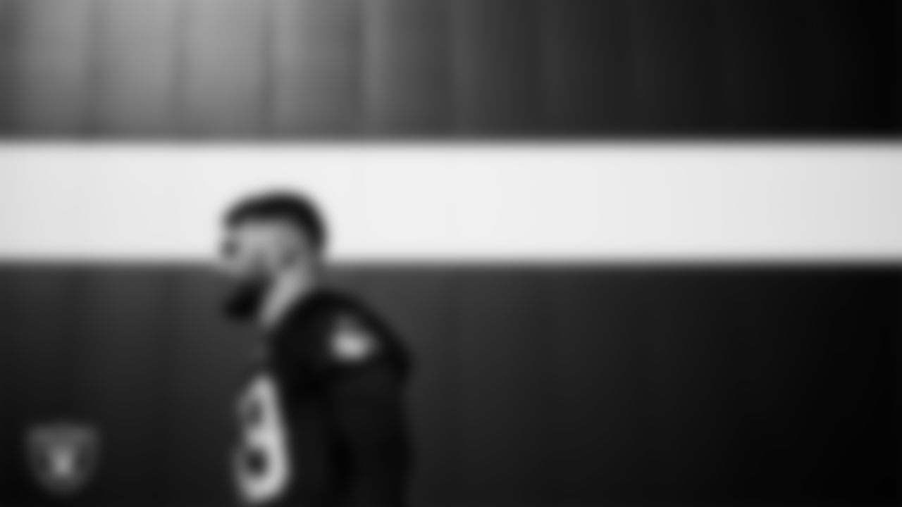 Las Vegas Raiders linebacker Jon Rhattigan (59) during practice at Intermountain Health Performance Center.