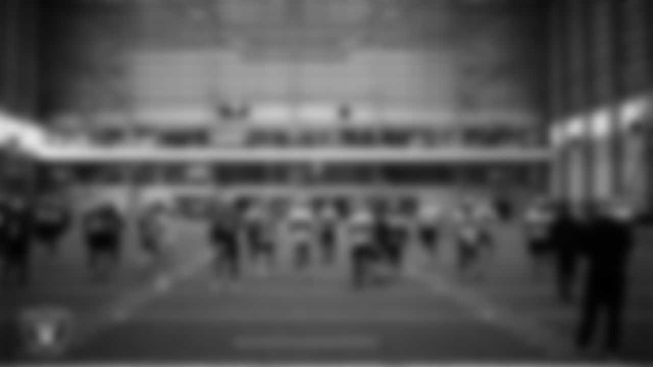 Las Vegas Raiders players and coaches during practice at Intermountain Health Performance Center.