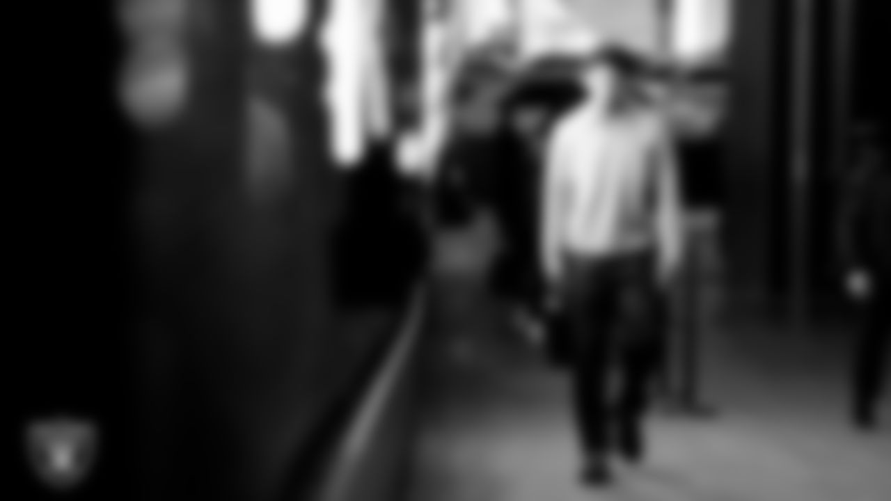 Las Vegas Raiders safety Isaiah Pola-Mao (20) arrives to the regular season home game against the Denver Broncos at Allegiant Stadium.