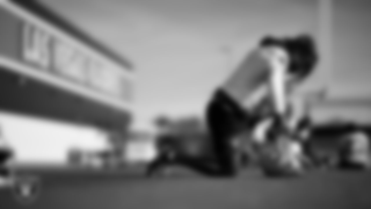 Las Vegas Raiders wide receiver Tre Tucker (1) during practice at Intermountain Health Performance Center.