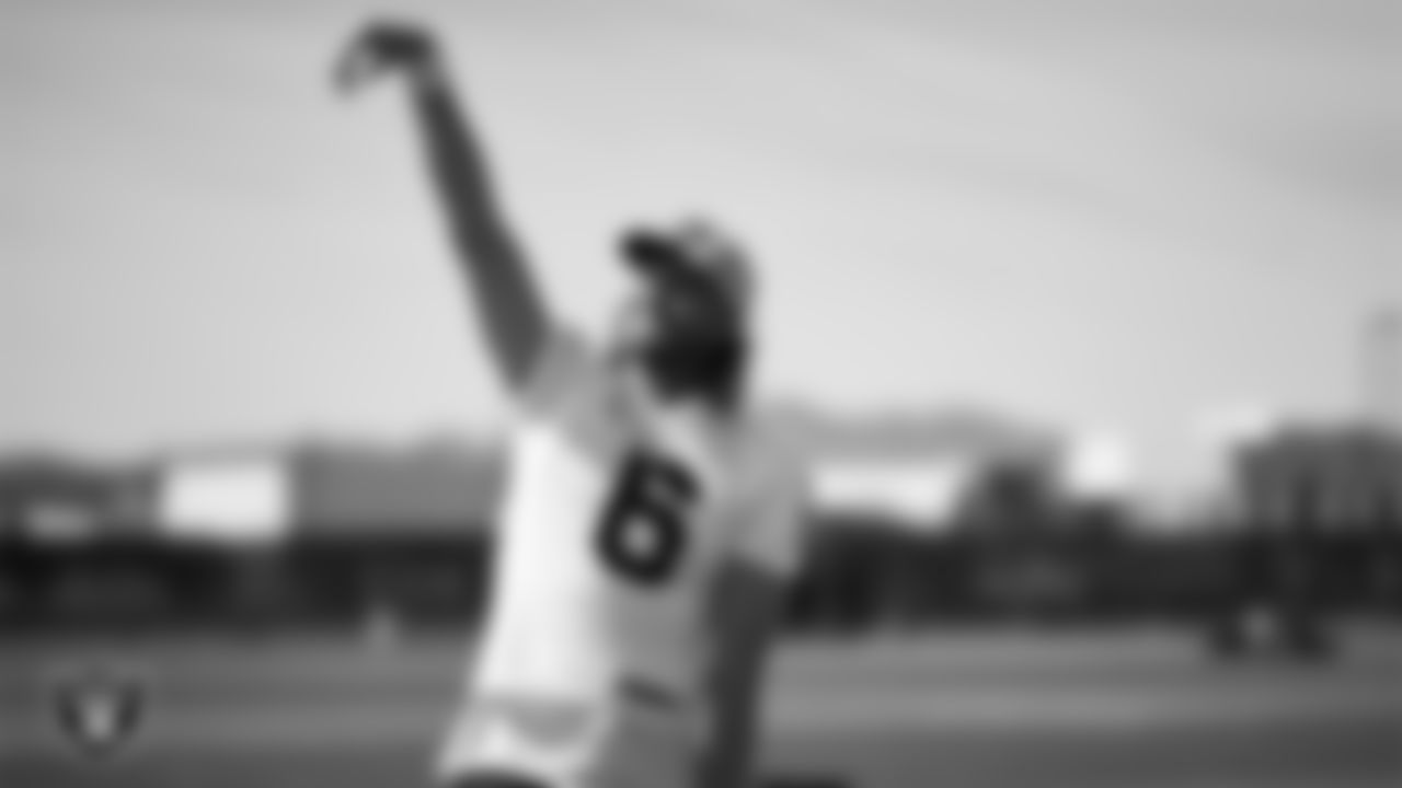 Las Vegas Raiders punter AJ Cole (6) at a workout during phase two of the offseason program at Intermountain Health Performance Center.