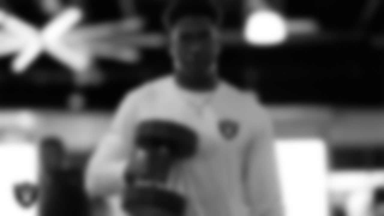 Las Vegas Raiders running back Brittain Brown (38) at a workout during phase two of the offseason program at Intermountain Health Performance Center.