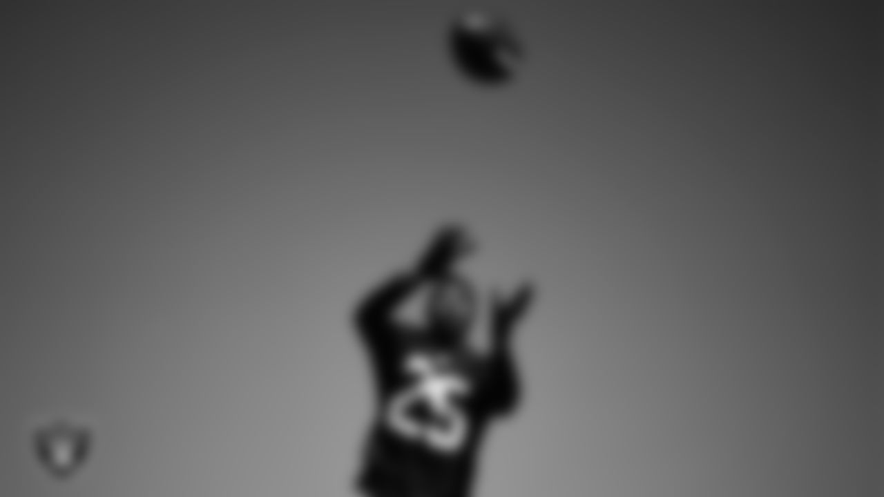 Las Vegas Raiders cornerback Decamerion Richardson (25) at a workout during phase two of the offseason program at Intermountain Health Performance Center.