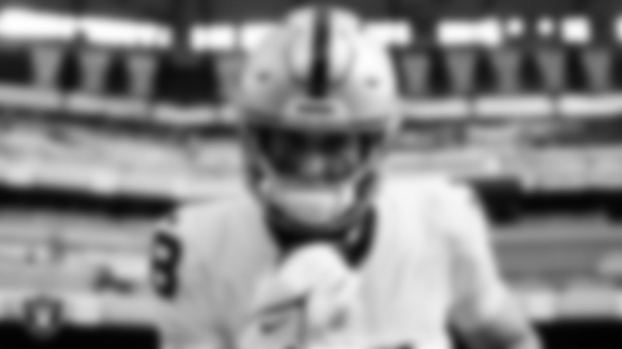 Las Vegas Raiders wide receiver Jack Bech (18) warming up before the regular season away game against the Philadelphia Eagles at Lincoln Financial Field.