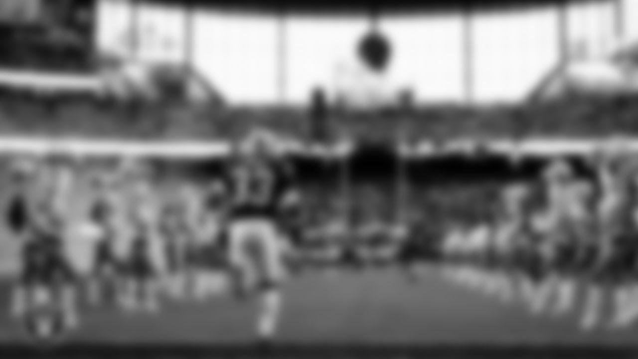 Las Vegas Raiders linebacker Jamal Adams (33) is introduced onto the field before the regular season home game against the Kansas City Chiefs at Allegiant Stadium.