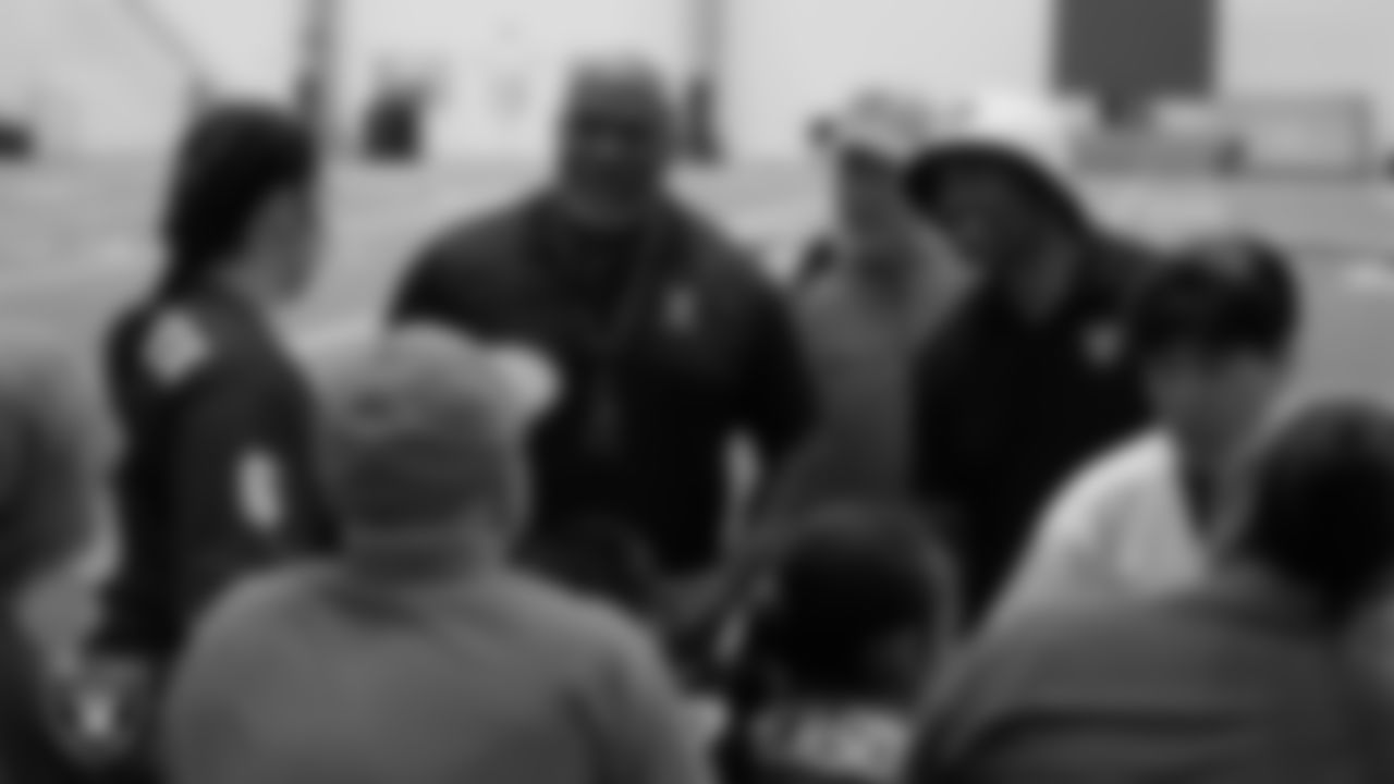 Las Vegas Raiders alumni Roy Hart and Leo Gray during the Special Olympics of Nevada flag football regional tournament at Intermountain Health Performance Center.
