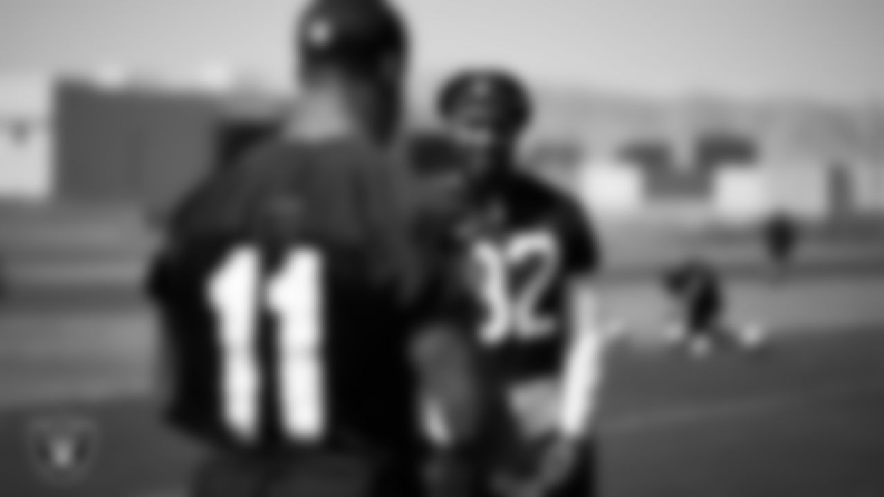 Las Vegas Raiders safety Lonnie Johnson Jr. (32) at an Organized Team Activity (OTA) at Intermountain Health Performance Center.