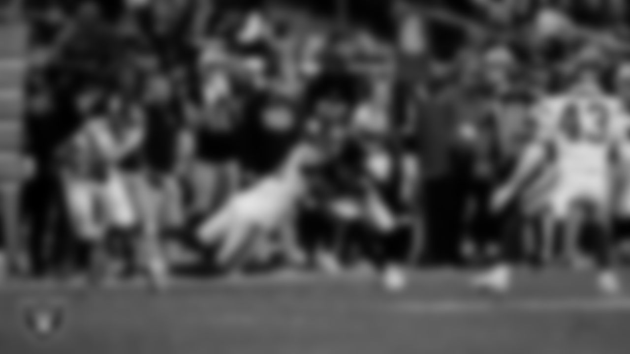 Las Vegas Raiders wide receiver Shedrick Jackson (4) during the regular season home game against the New York Giants at Allegiant Stadium.