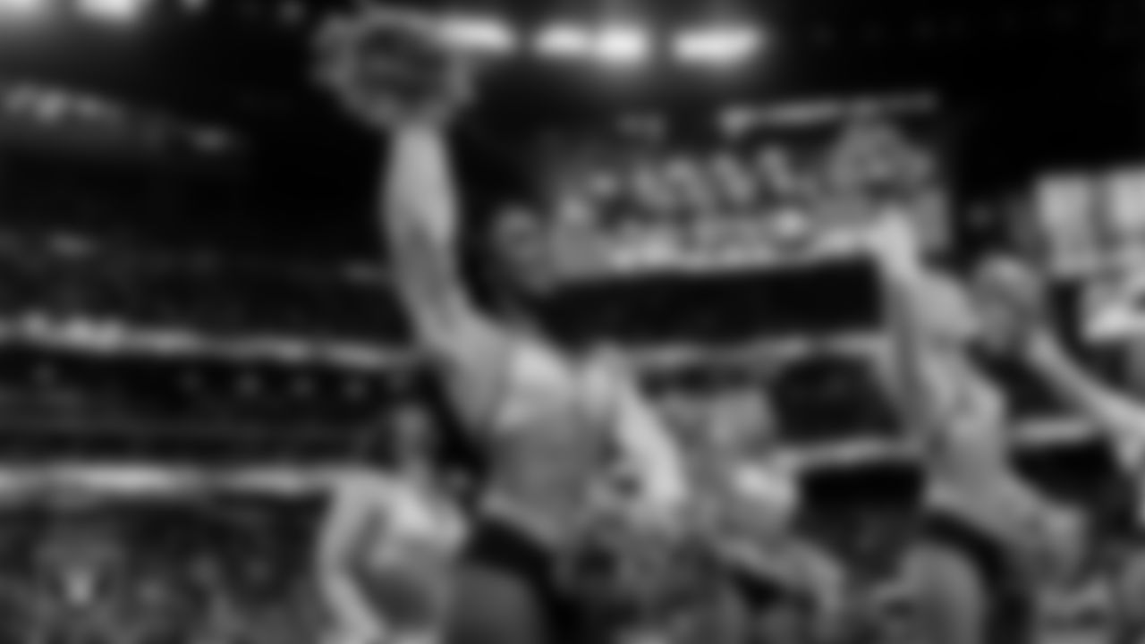 Raiderette Cierra on the sidelines during the regular season home game against the Jacksonville Jaguars at Allegiant Stadium.