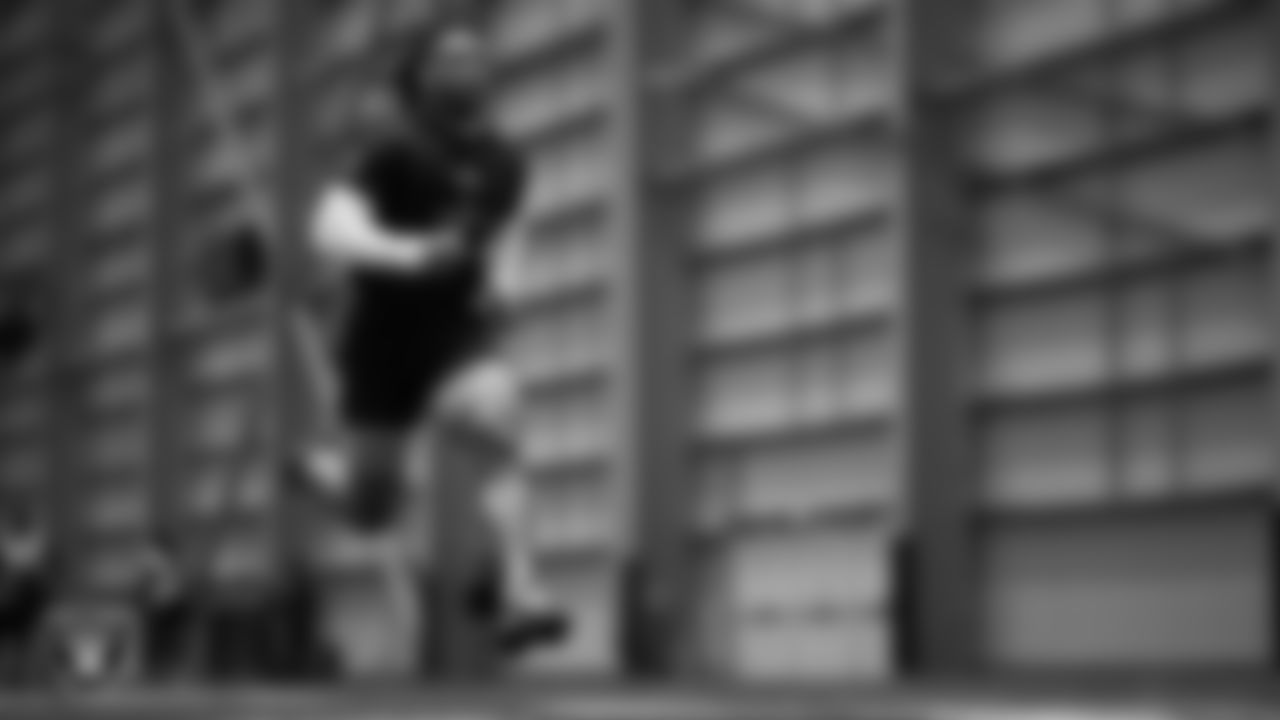 Las Vegas Raiders wide receiver Tre Tucker (11) at a workout during phase one of the offseason program at Intermountain Health Performance Center.