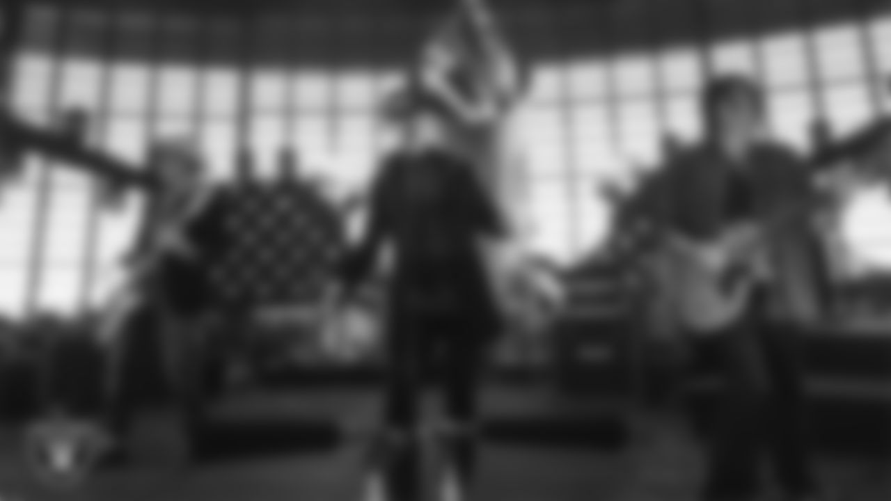 Rock band Stone Temple Pilots performs during halftime at the Las Vegas Raiders' regular season home game against the Denver Broncos at Allegiant Stadium.