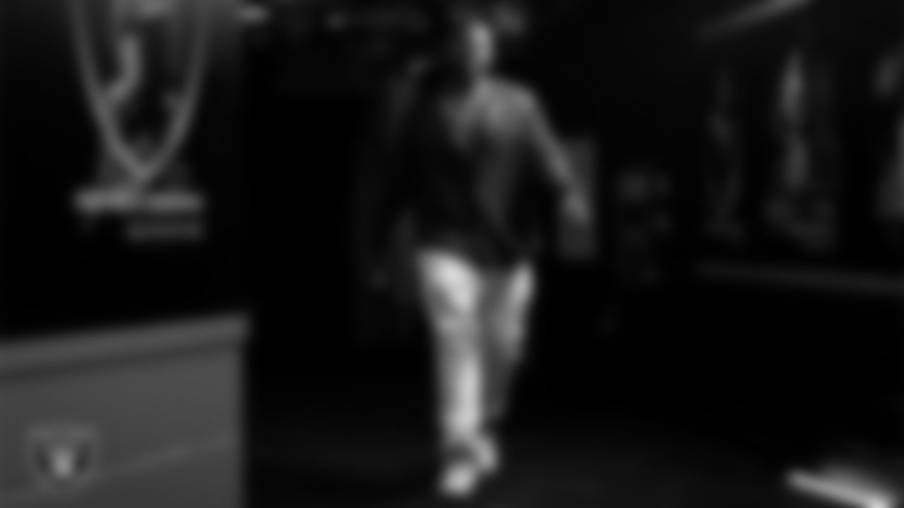 Las Vegas Raiders defensive tackle Adam Butler (69) arrives to the regular season home game against the Dallas Cowboys at Allegiant Stadium.