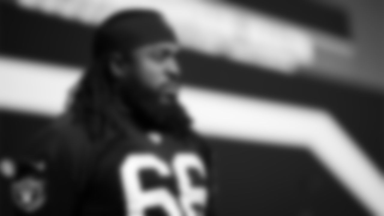 Las Vegas Raiders guard Dylan Parham (66) during practice at Intermountain Health Performance Center.