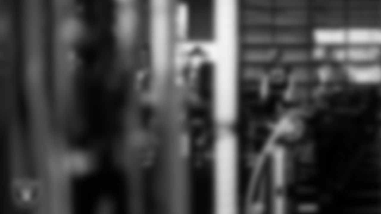 Las Vegas Raiders running back Dylan Laube (23) in the weight room during practice at Intermountain Health Performance Center.