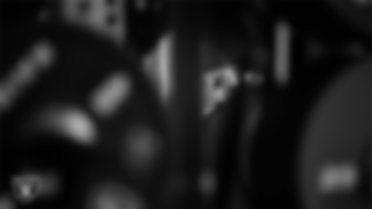 Las Vegas Raiders strength and conditioning assistant Deuce Gruden in the weight room during practice at Intermountain Health Performance Center.