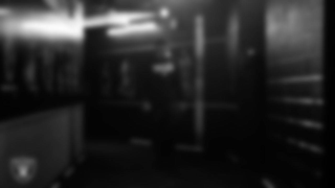 Las Vegas Raiders defensive backs coach Marcus Robertson arrives to the regular season home game against the Denver Broncos at Allegiant Stadium.