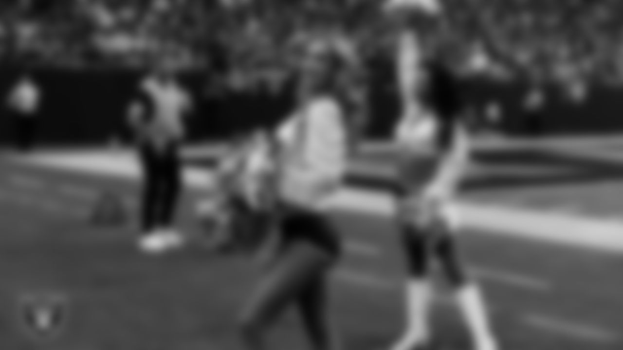 Raiderette Taylor on the sidelines during the regular season home game against the Jacksonville Jaguars at Allegiant Stadium.