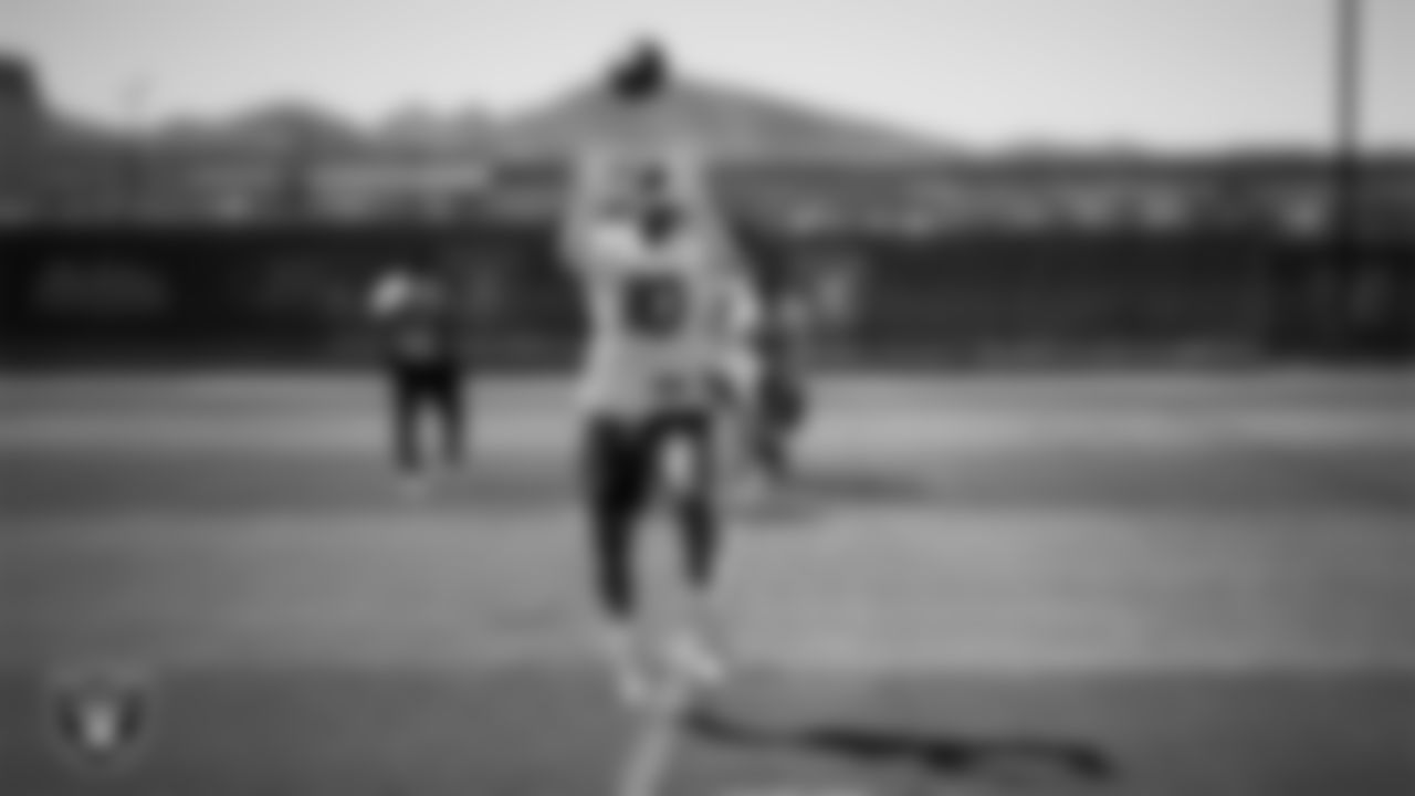 Las Vegas Raiders wide receiver Dont'e Thornton Jr. (10) at a workout during phase two of the offseason program at Intermountain Health Performance Center.