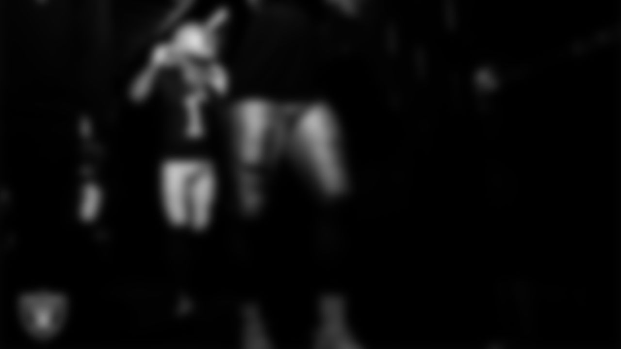 Las Vegas Raiders wide receiver Tre Tucker (1) walks down the tunnel before the regular season home game against the Kansas City Chiefs at Allegiant Stadium.