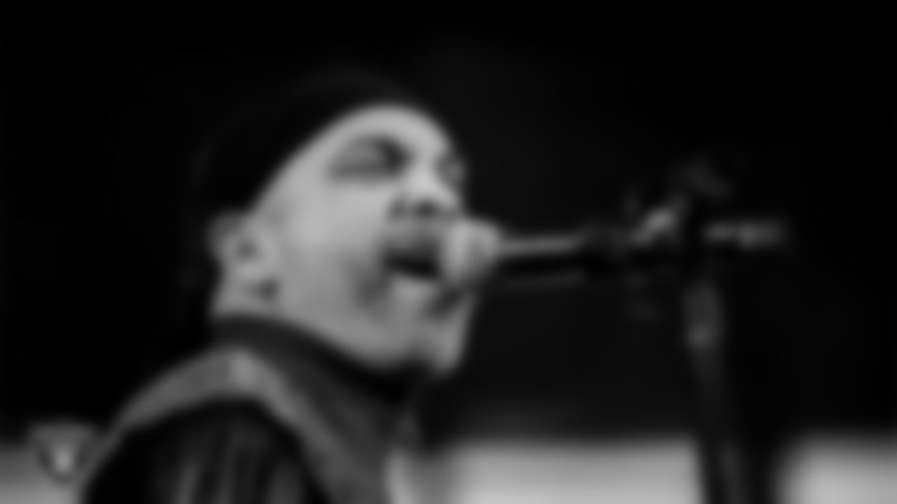 The Family Stone Band performs during halftime at the Las Vegas Raiders' regular season home game against the New York Giants at Allegiant Stadium.