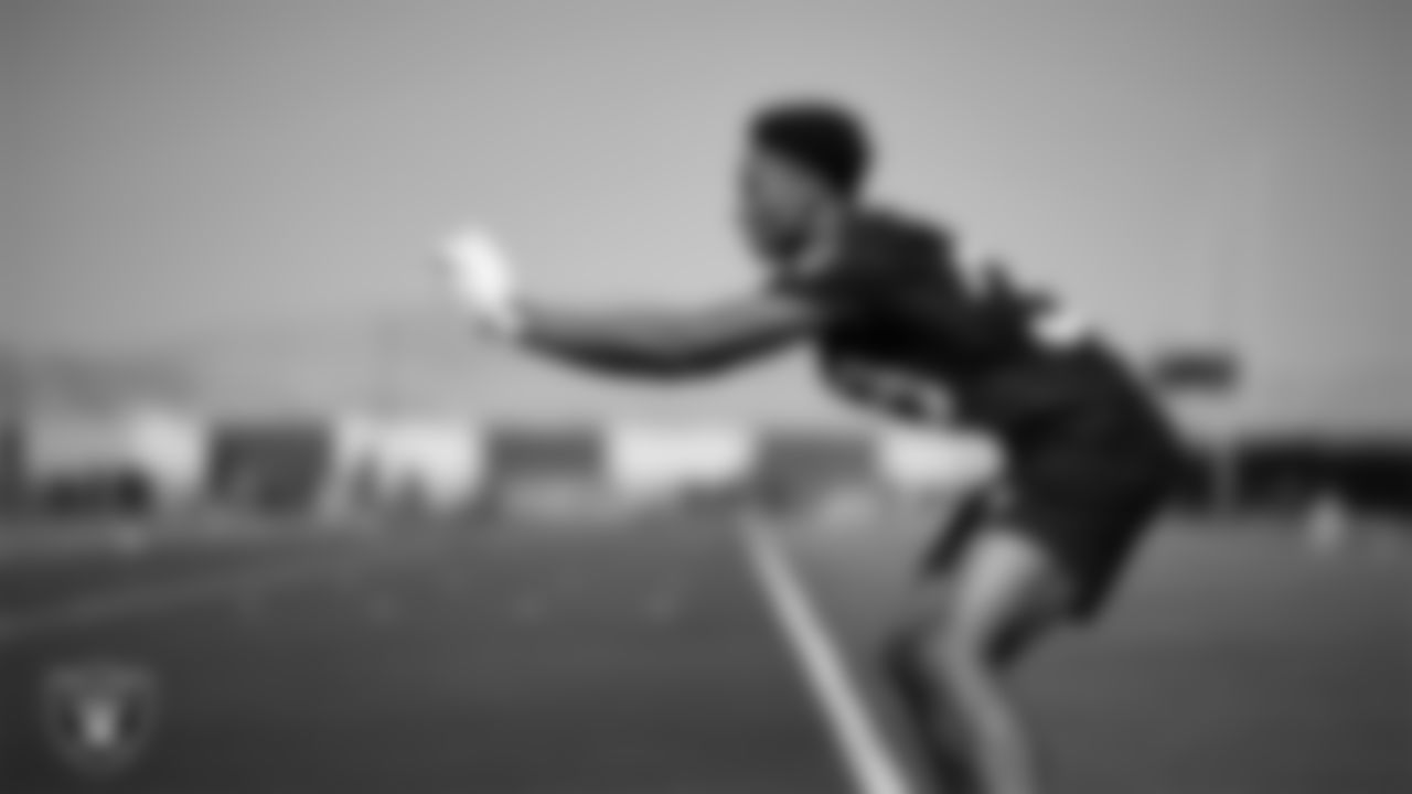 Las Vegas Raiders cornerback John Humphrey (39) at a workout during phase two of the offseason program at Intermountain Health Performance Center.