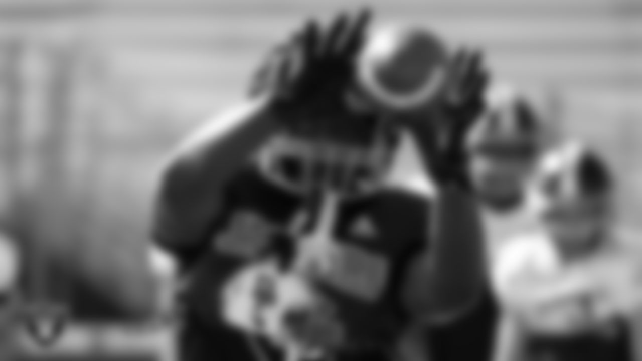 A member of the Desert Pines High School football team during practice at Desert Pines High School.