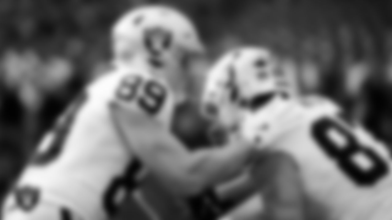 Las Vegas Raiders tight end Brock Bowers (89) and tight end Michael Mayer (87) warming up before the regular season away game against the Philadelphia Eagles at Lincoln Financial Field.