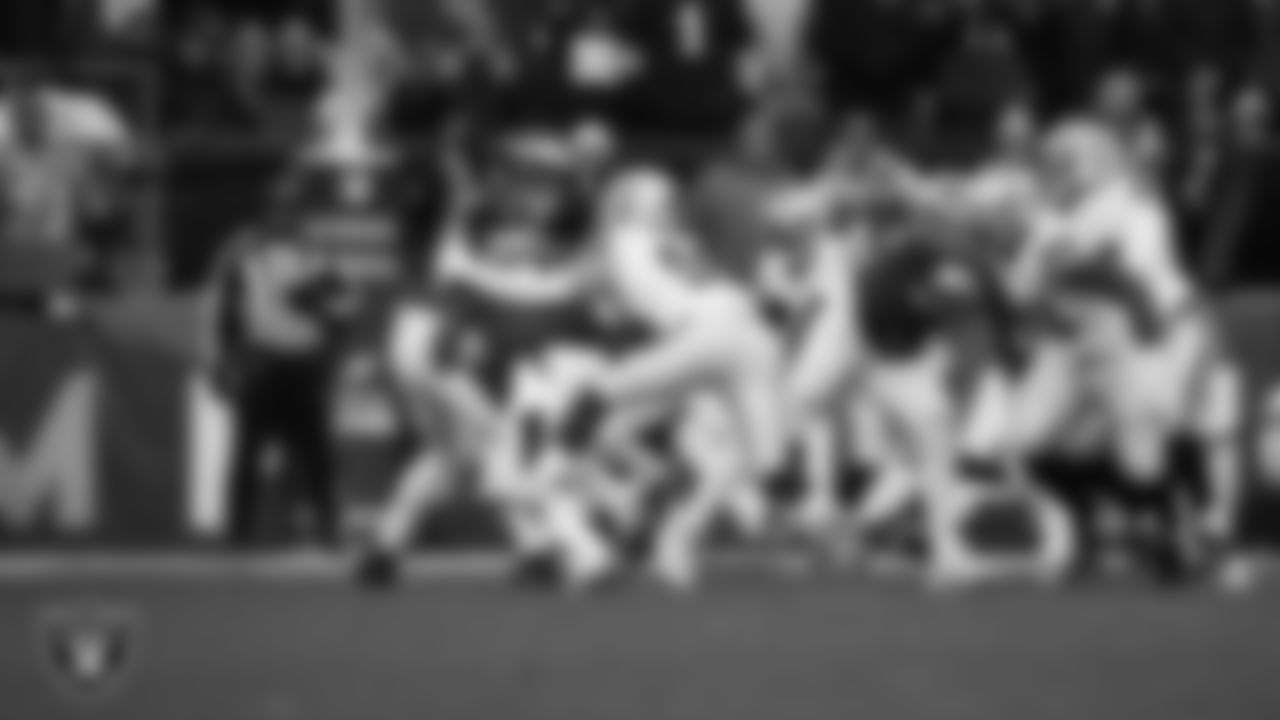 Las Vegas Raiders defensive end Maxx Crosby (98) sacks the quarterback during the regular season away game against the Philadelphia Eagles at Lincoln Financial Field.