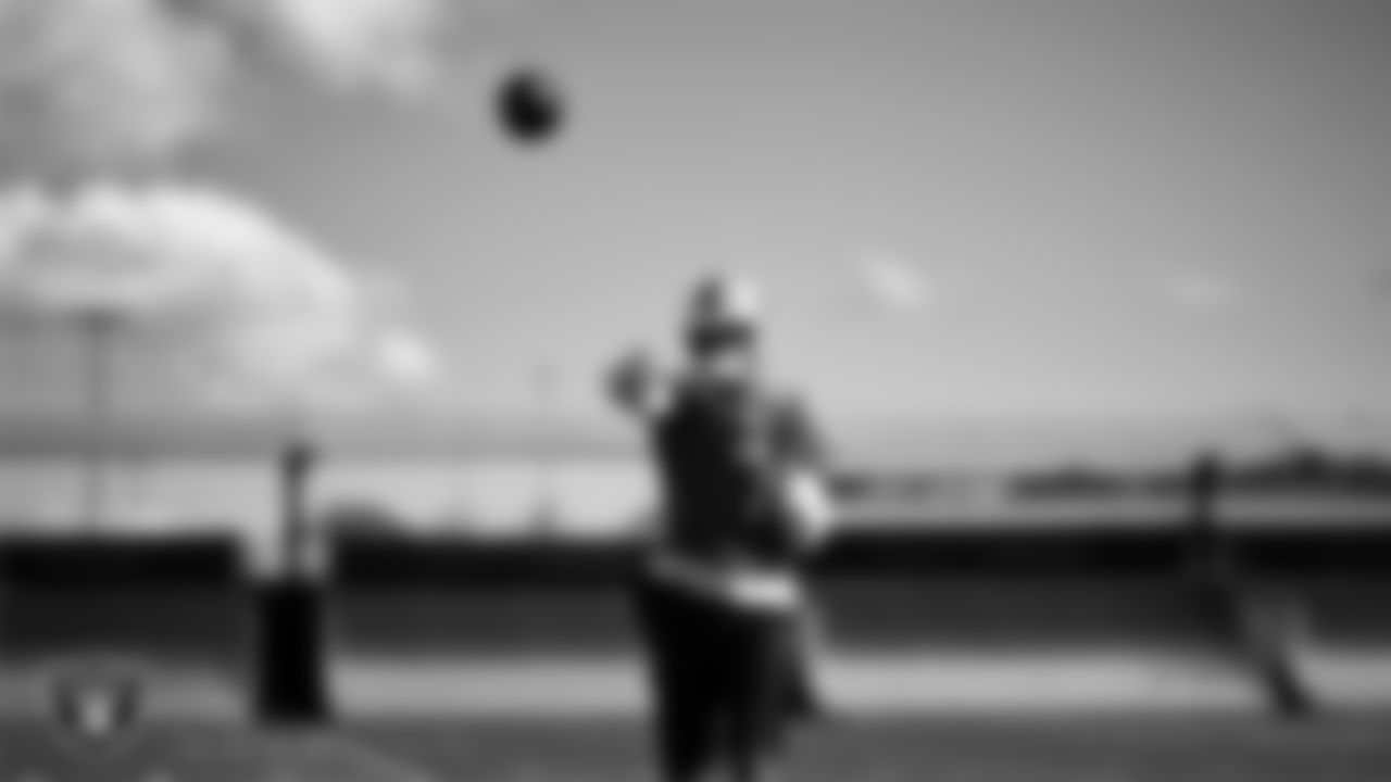 Las Vegas Raiders quarterback Geno Smith (7) during practice at Intermountain Health Performance Center.