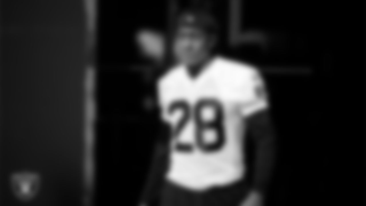 Las Vegas Raiders safety Terrell Edmunds (28) walks out to the field for practice at Intermountain Health Performance Center.