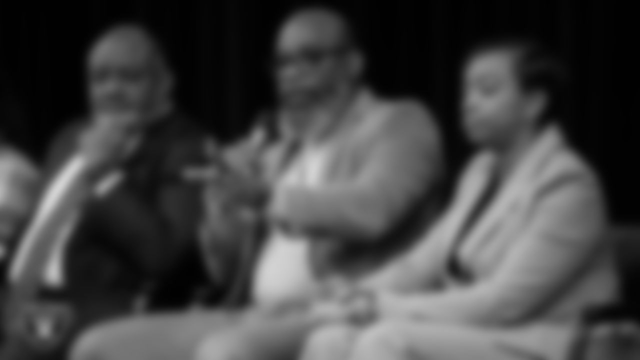 Panelist, Chief of Investigations for the Nevada Attorney General's Office William Scott, answers a question during "The Talk" at the Culinary Academy of Las Vegas.