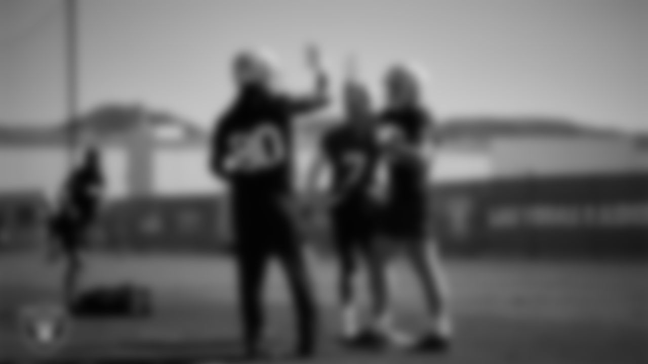 Las Vegas Raiders tight end Ian Thomas (80) and tight end Brock Bowers (89) during practice at Intermountain Health Performance Center.