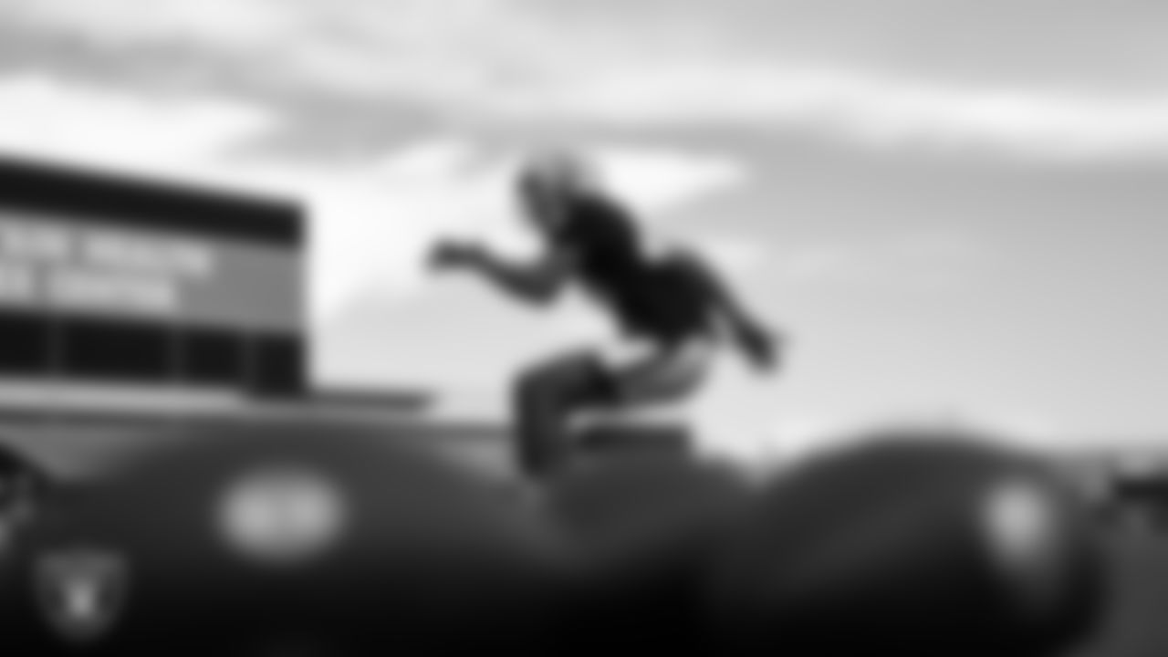 Las Vegas Raiders safety JT Woods (40) during practice at Intermountain Health Performance Center.