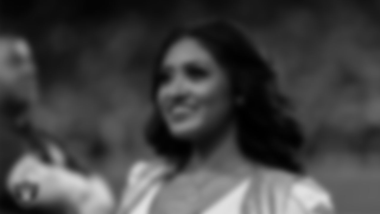 Raiderette Sloane on the sidelines during the regular season home game against the Denver Broncos at Allegiant Stadium.