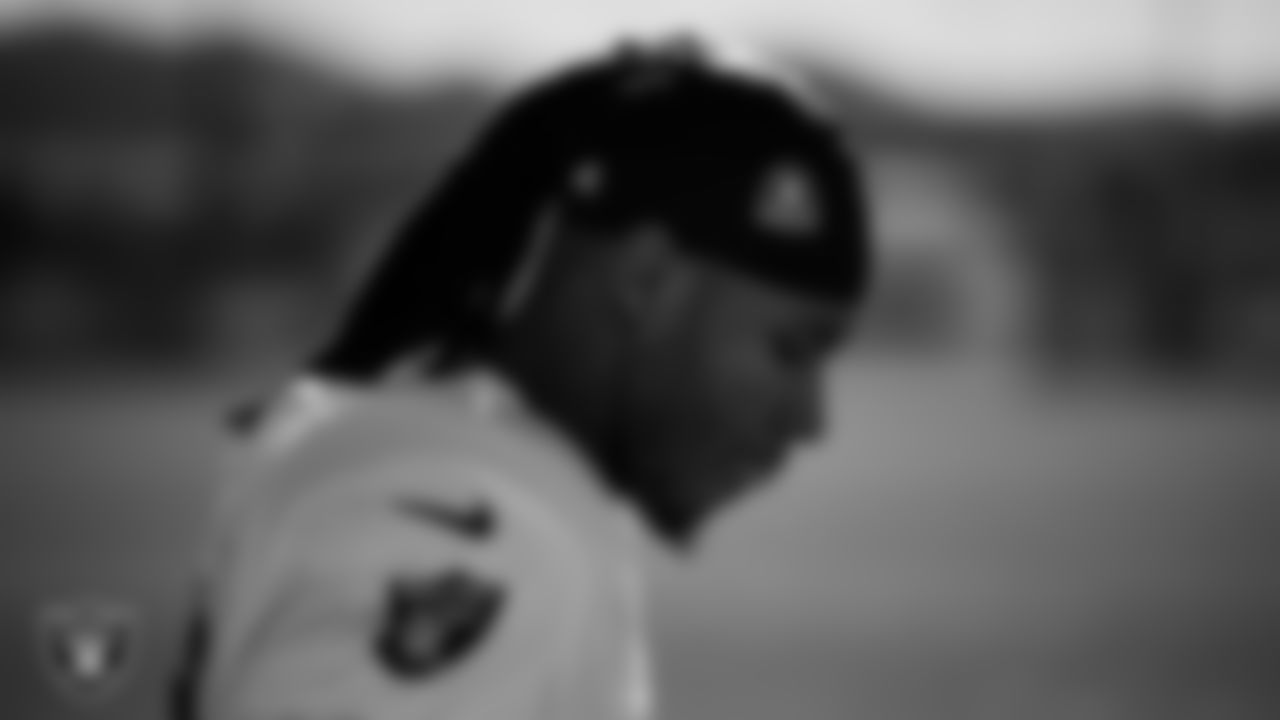 Las Vegas Raiders safety Lonnie Johnson Jr. (32) during practice at Intermountain Health Performance Center.