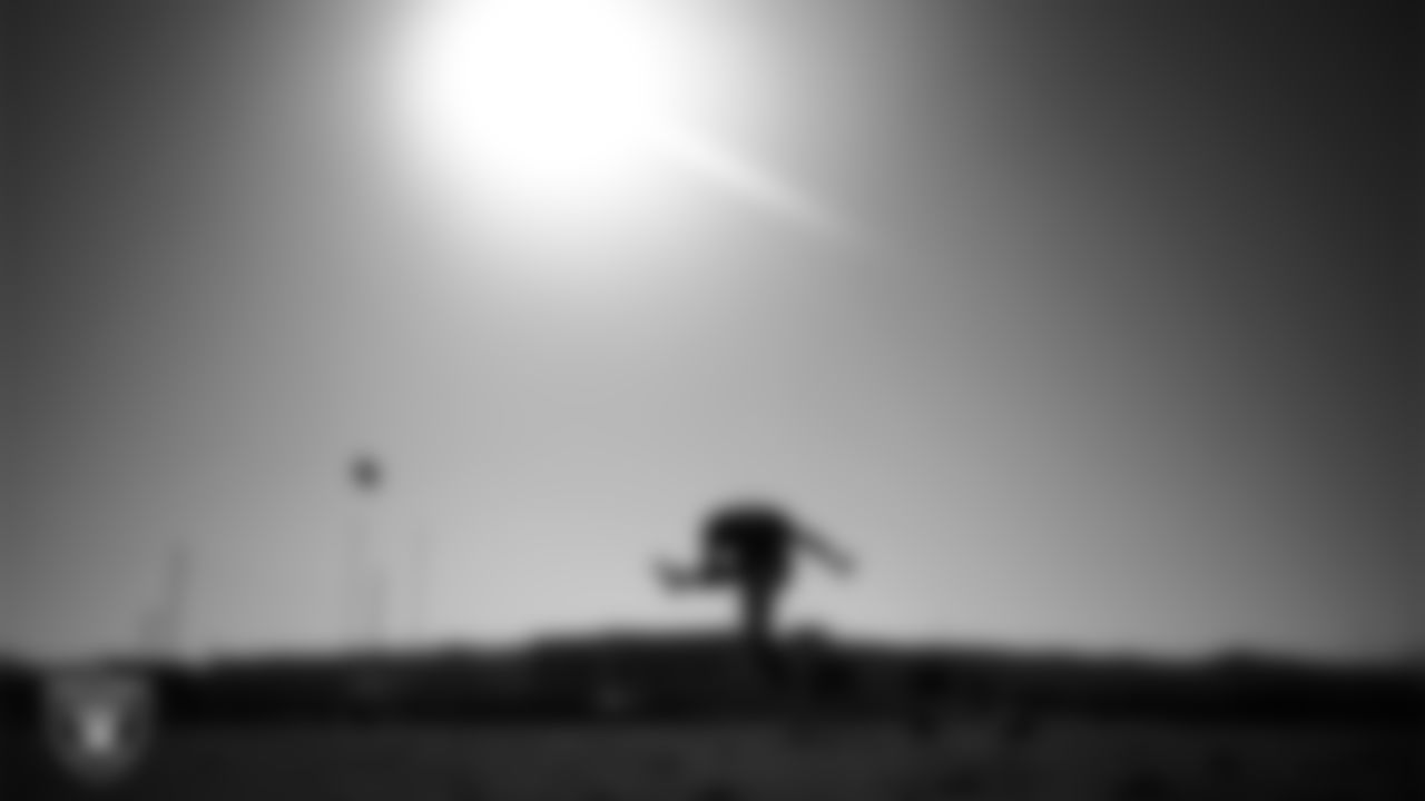 Las Vegas Raiders kicker Daniel Carlson (8) during practice at Intermountain Health Performance Center.