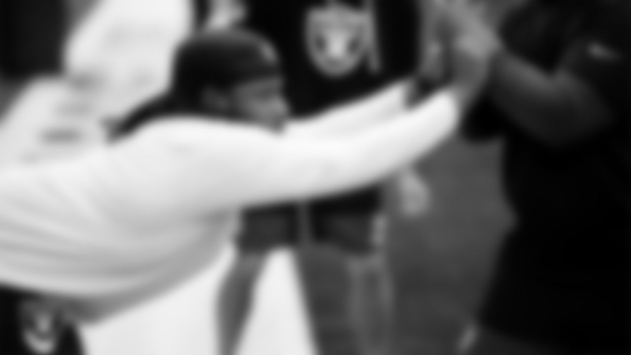 Las Vegas Raiders defensive tackle Tonka Hemingway (97) warming up before the regular season away game against the Houston Texans at NRG Stadium.