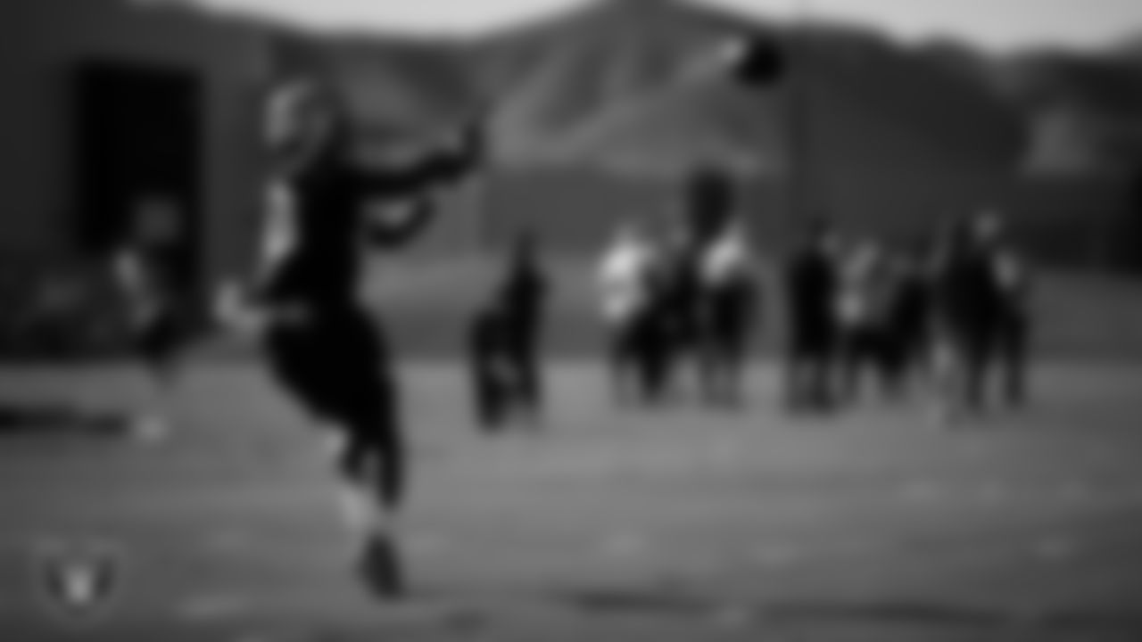 Las Vegas Raiders tight end Ian Thomas (80) during practice at Intermountain Health Performance Center.