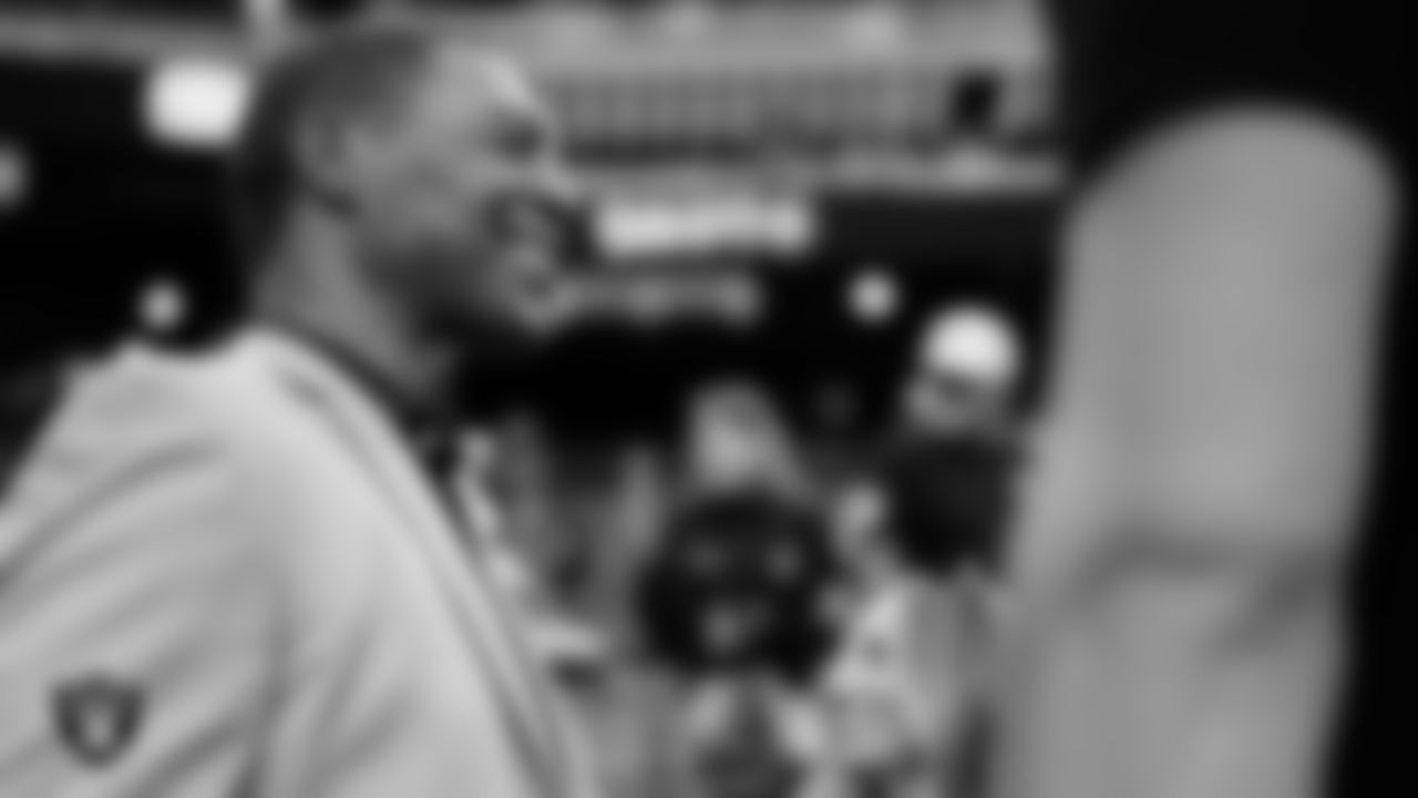 Las Vegas Raiders alumnus Marcus Allen before the regular season home game against the Tennessee Titans at Allegiant Stadium.