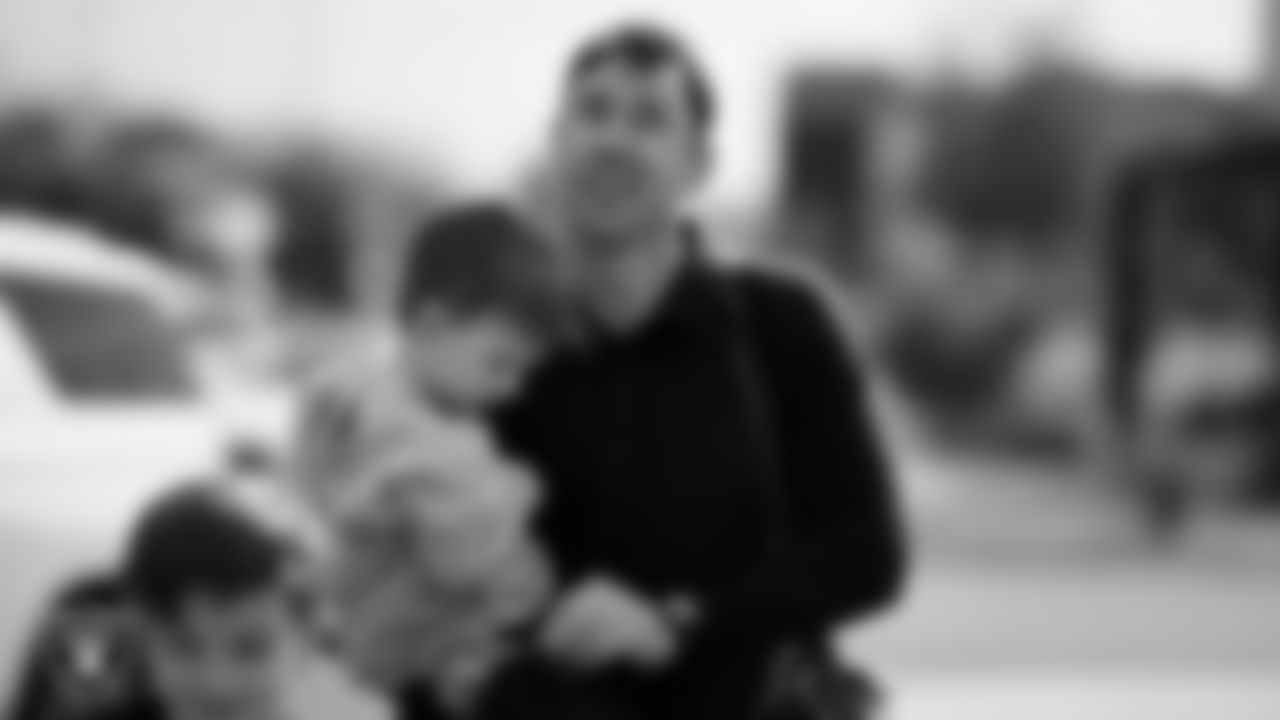 Las Vegas Raiders Head Coach Klint Kubiak and his family arrive at Intermountain Health Performance Center.