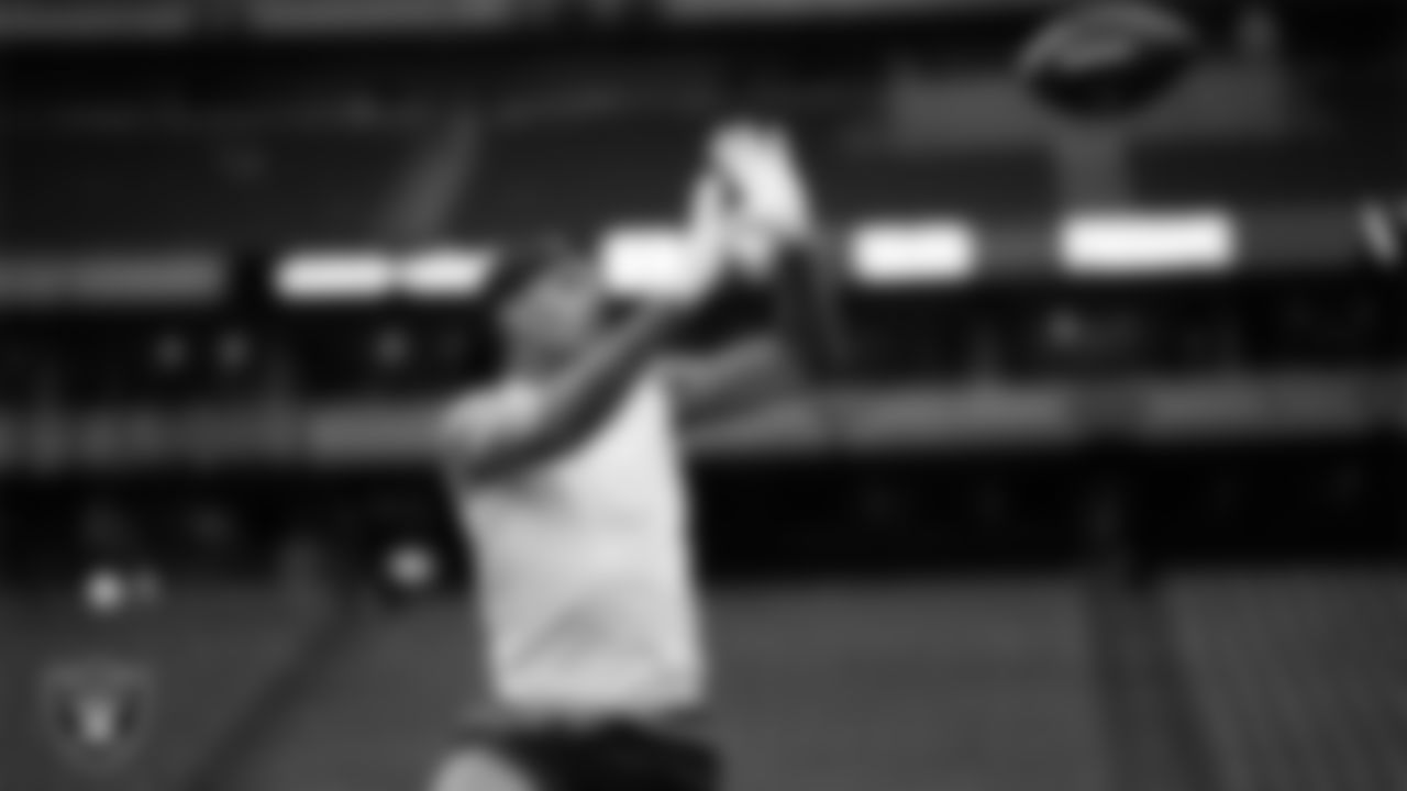 Las Vegas Raiders safety Isaiah Pola-Mao (20) warming up before the regular season away game against the Houston Texans at NRG Stadium.