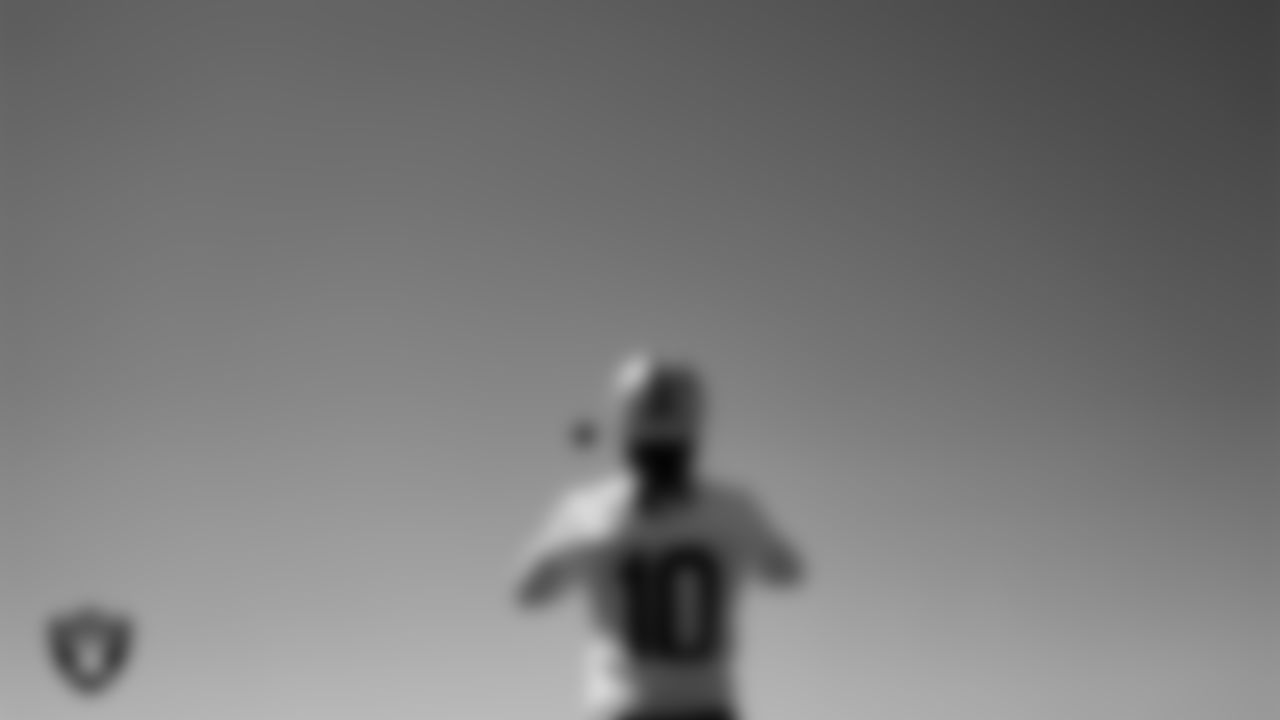 Las Vegas Raiders wide receiver Dont'e Thornton Jr. (10) at an Organized Team Activity (OTA) at Intermountain Health Performance Center.