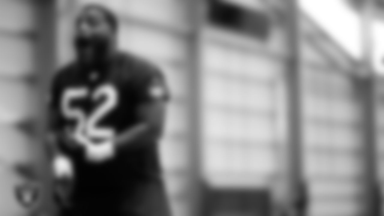 Las Vegas Raiders defensive tackle Marquan McCall (52) during practice at Intermountain Health Performance Center.