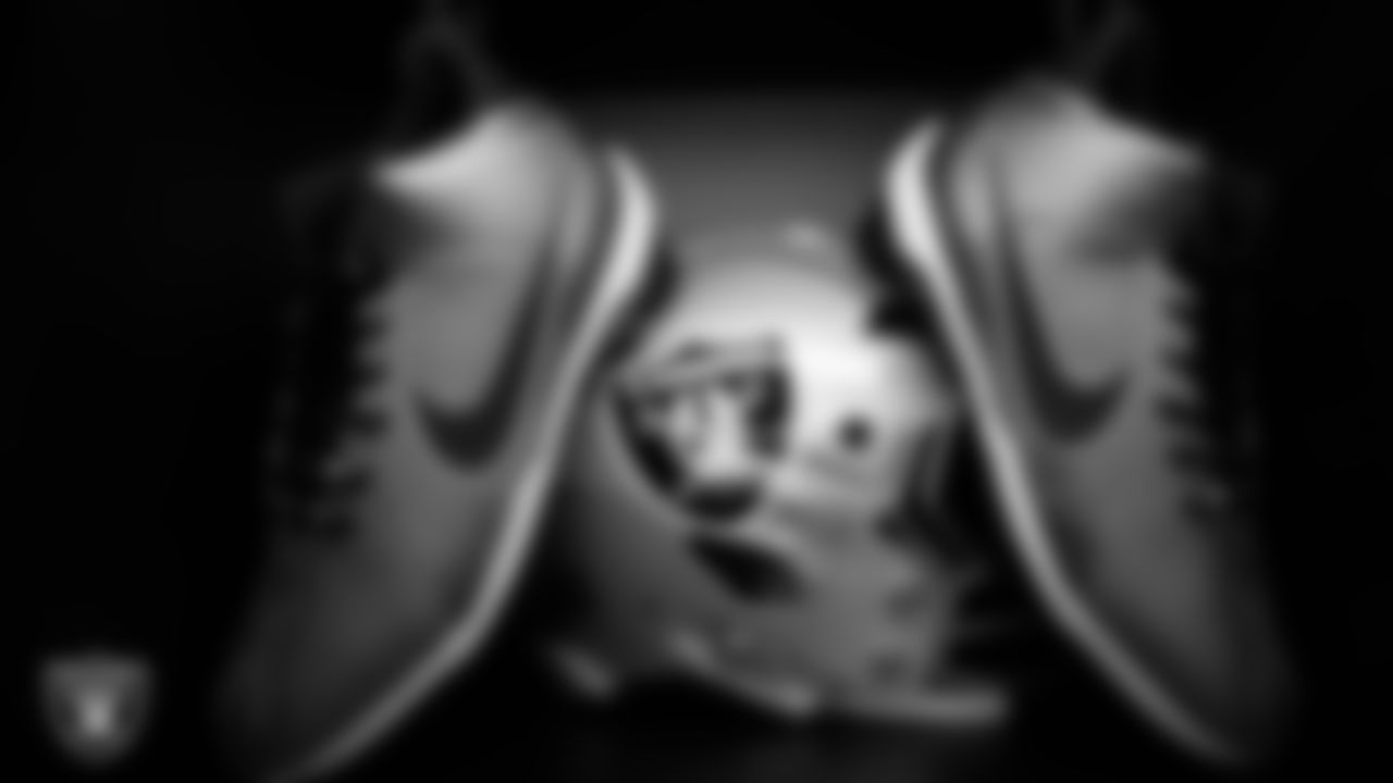 Las Vegas Raiders guard Dylan Parham's (66) locker in the locker room prior to the Las Vegas Raiders' arrival for their regular season home game against the Cleveland Browns at Allegiant Stadium.