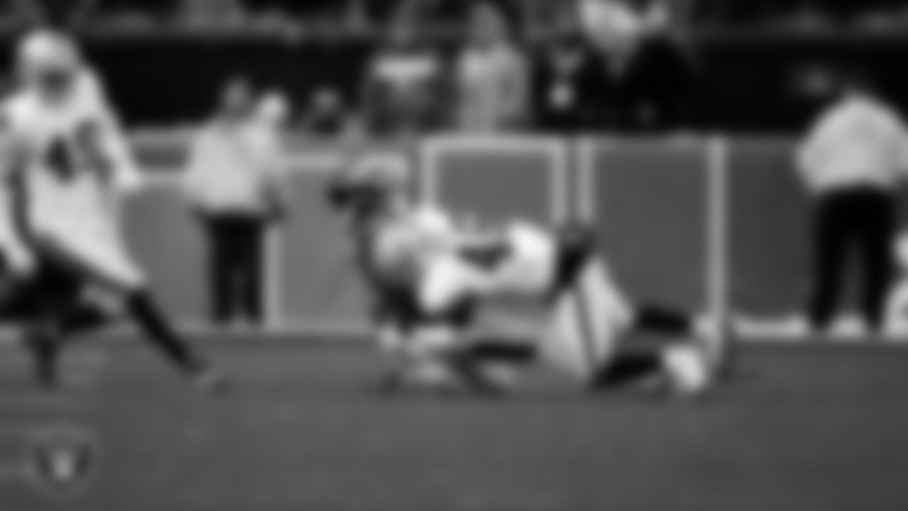 Las Vegas Raiders linebacker Devin White (45) makes a tackle during the regular season away game against the Philadelphia Eagles at Lincoln Financial Field.